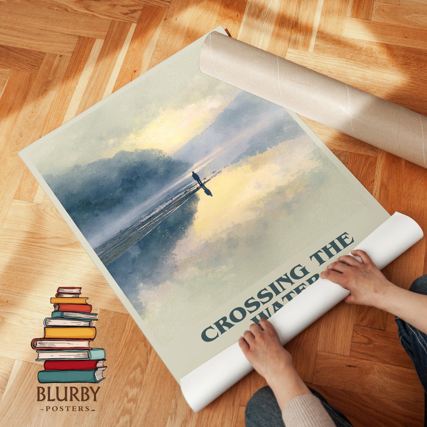 Crossing the Water book cover poster paired in gallery wall – literary art prints