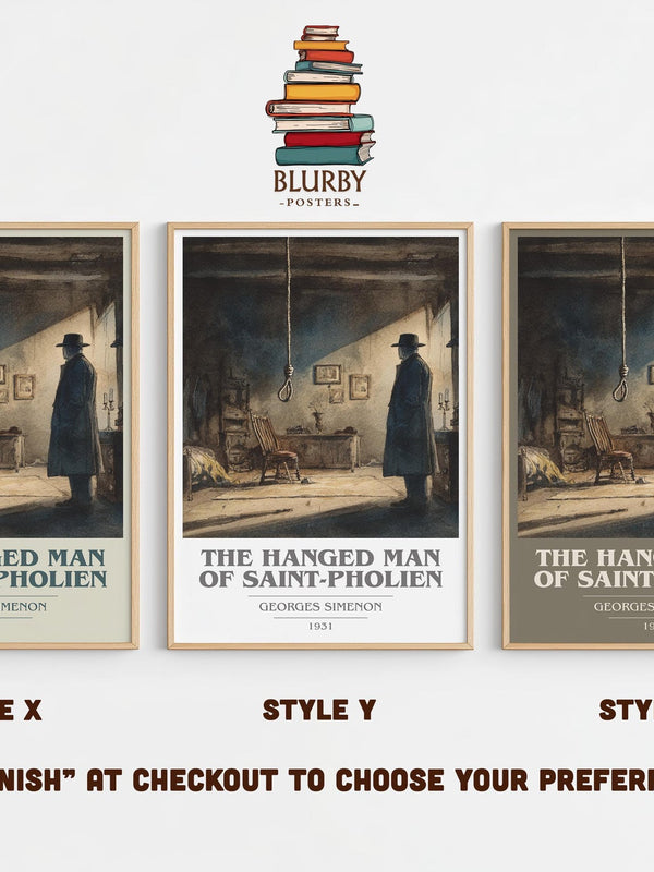 The Hanged Man Of Saint-Pholien book cover print in frame leaning in hallway – fantasy wall art