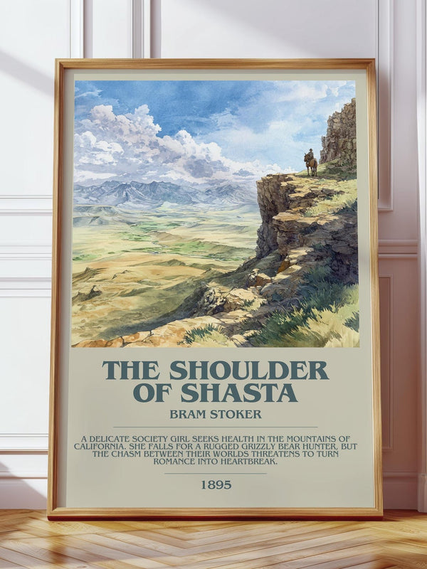 The Shoulder of Shasta bookish print in frame leaning in hallway – gothic wall art