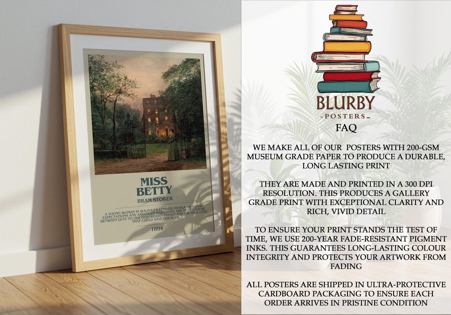 Miss Betty by Bram Stoker | Book Poster | Literary Art Gift For Book Lover | Novel Inspired Wall Art | Free Delivery