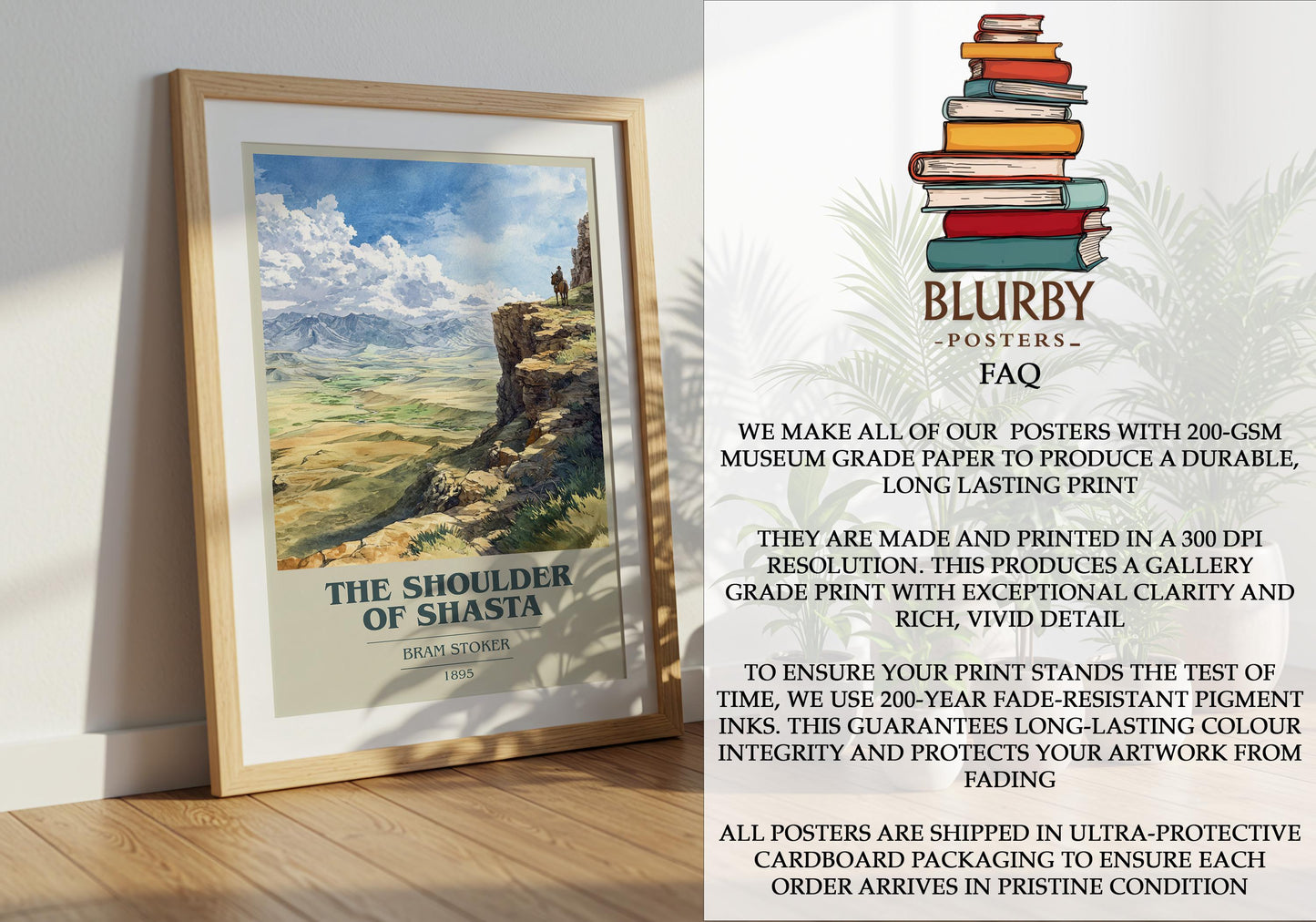 The Shoulder of Shasta by Bram Stoker | Book Poster | Literary Art Gift For Book Lover | Novel Inspired Wall Art | Free Deliver