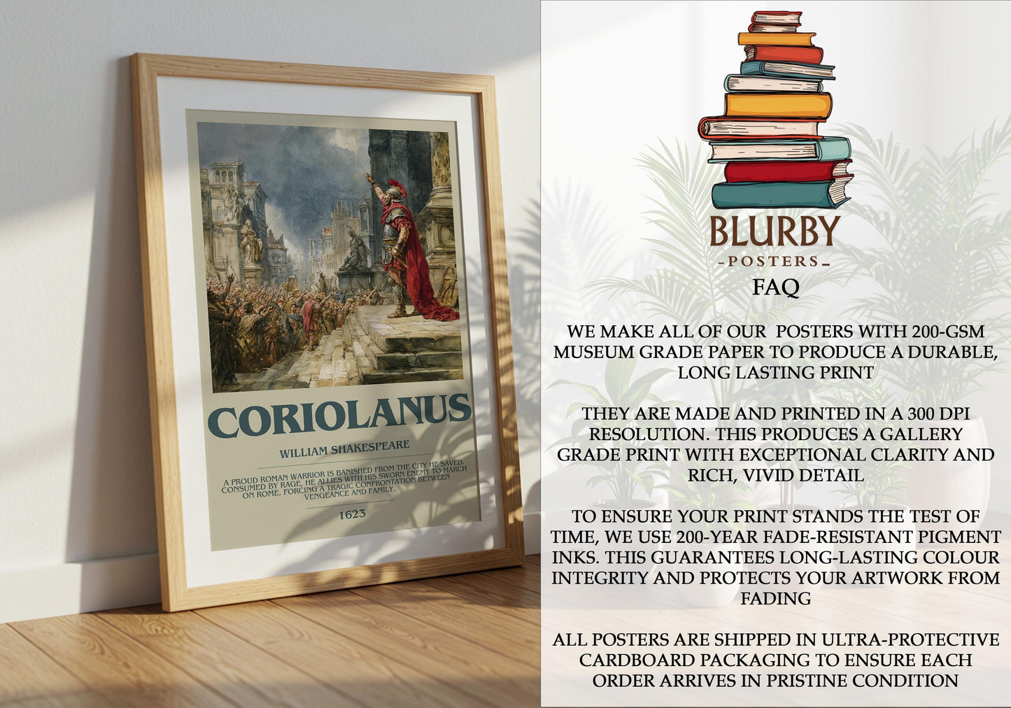 Coriolanus by William Shakespeare | Book Poster | Literary Art Gift For Book Lover | Novel Inspired Wall Art | Free Delivery