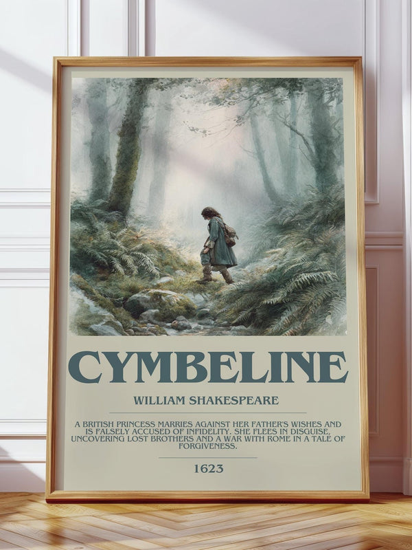 Cymbeline bookish print in frame leaning in hallway – classic literature wall art