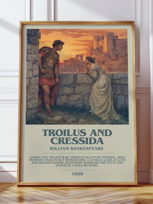 Troilus and Cressida bookish print in frame leaning in hallway – classic literature wall art