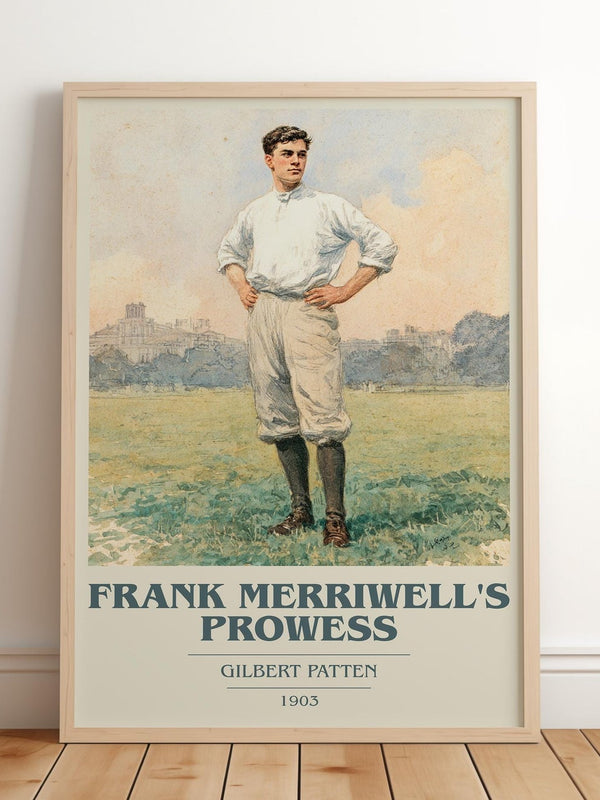 Frank Merriwell's Prowess book cover print in frame leaning in hallway – adventure wall art