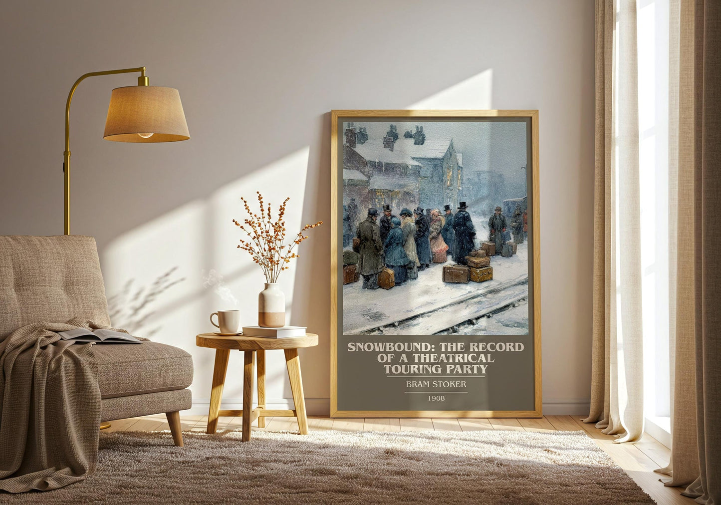 Snowbound: The Record of a Theatrical Touring Party book cover print on bookshelf – Bram Stoker fan gift