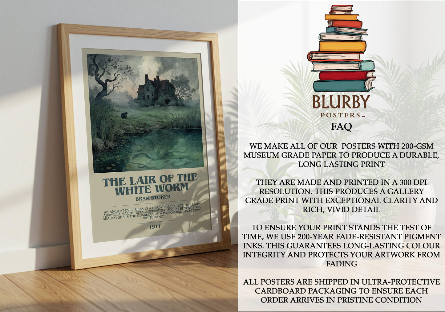 The Lair of the White Worm by Bram Stoker | Book Poster | Literary Art Gift For Book Lover | Novel Inspired Wall Art | Free Delivery