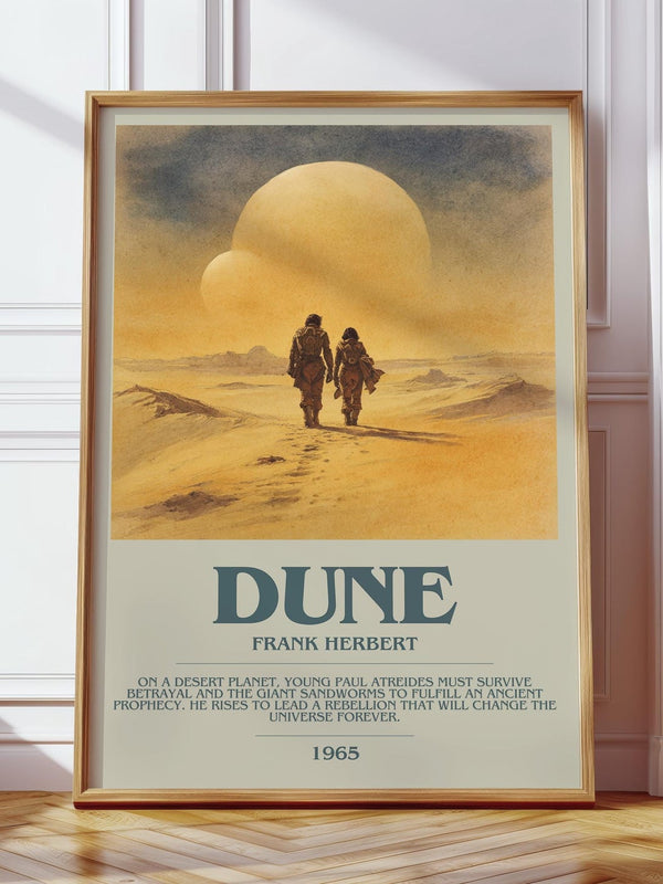 Dune bookish print in frame leaning in hallway – sci fi wall art