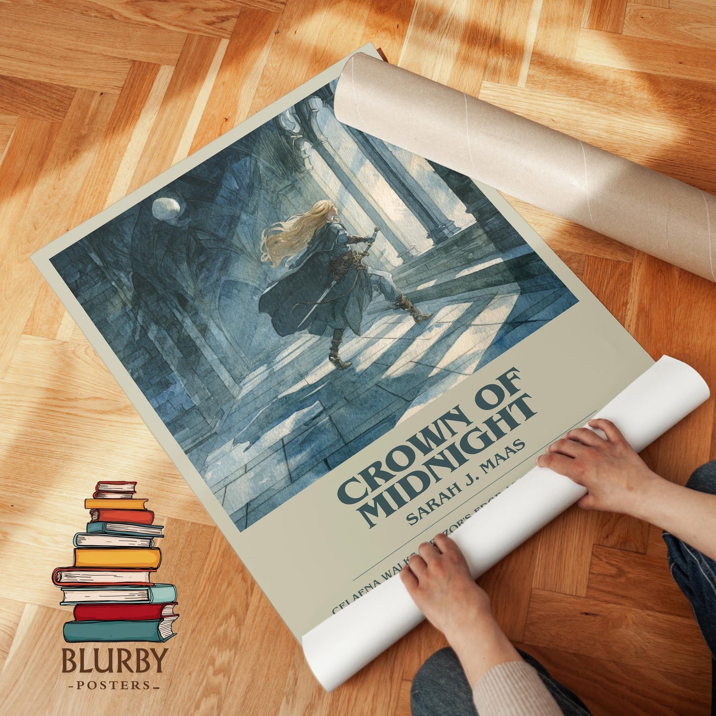 Crown of Midnight book poster packaging – museum-quality print rolled in protective tube