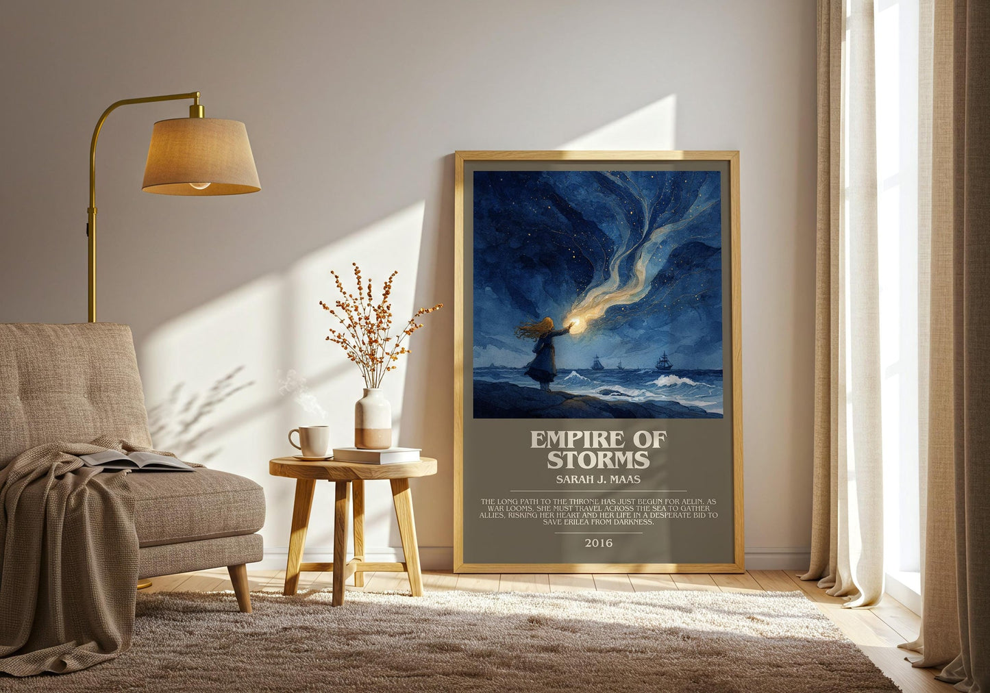 Empire of Storms bookish print on bookshelf – Sarah J. Maas fan gift