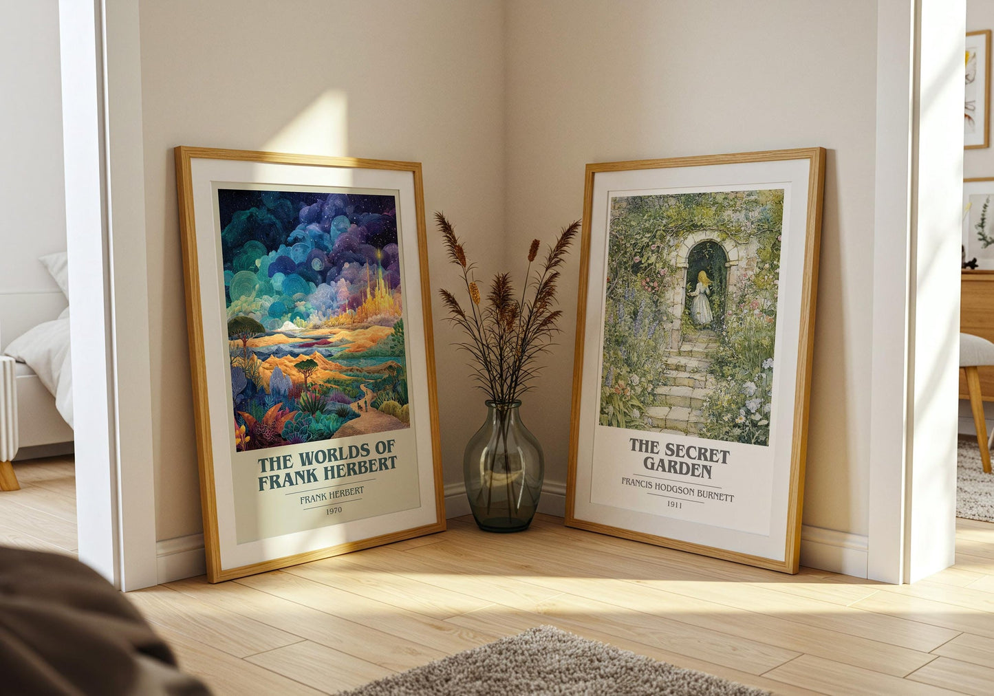 The Worlds of Frank Herbert book cover poster paired in gallery wall – literary art prints