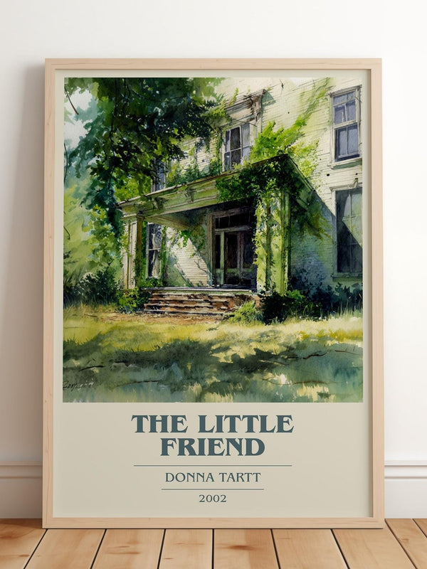 The Little Friend book cover print in frame leaning in hallway – classic literature wall art