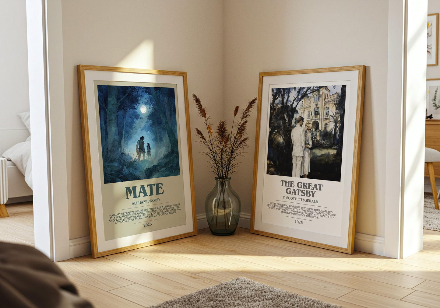 Mate bookish poster paired in gallery wall – literary art prints