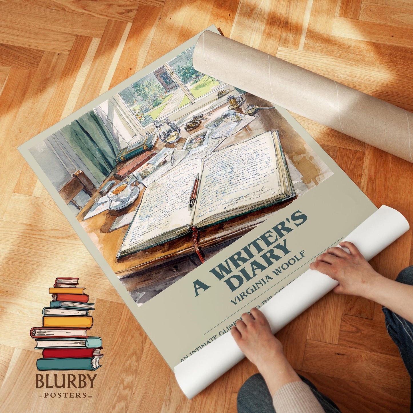 A Writer's Diary book poster packaging – museum-quality print rolled in protective tube