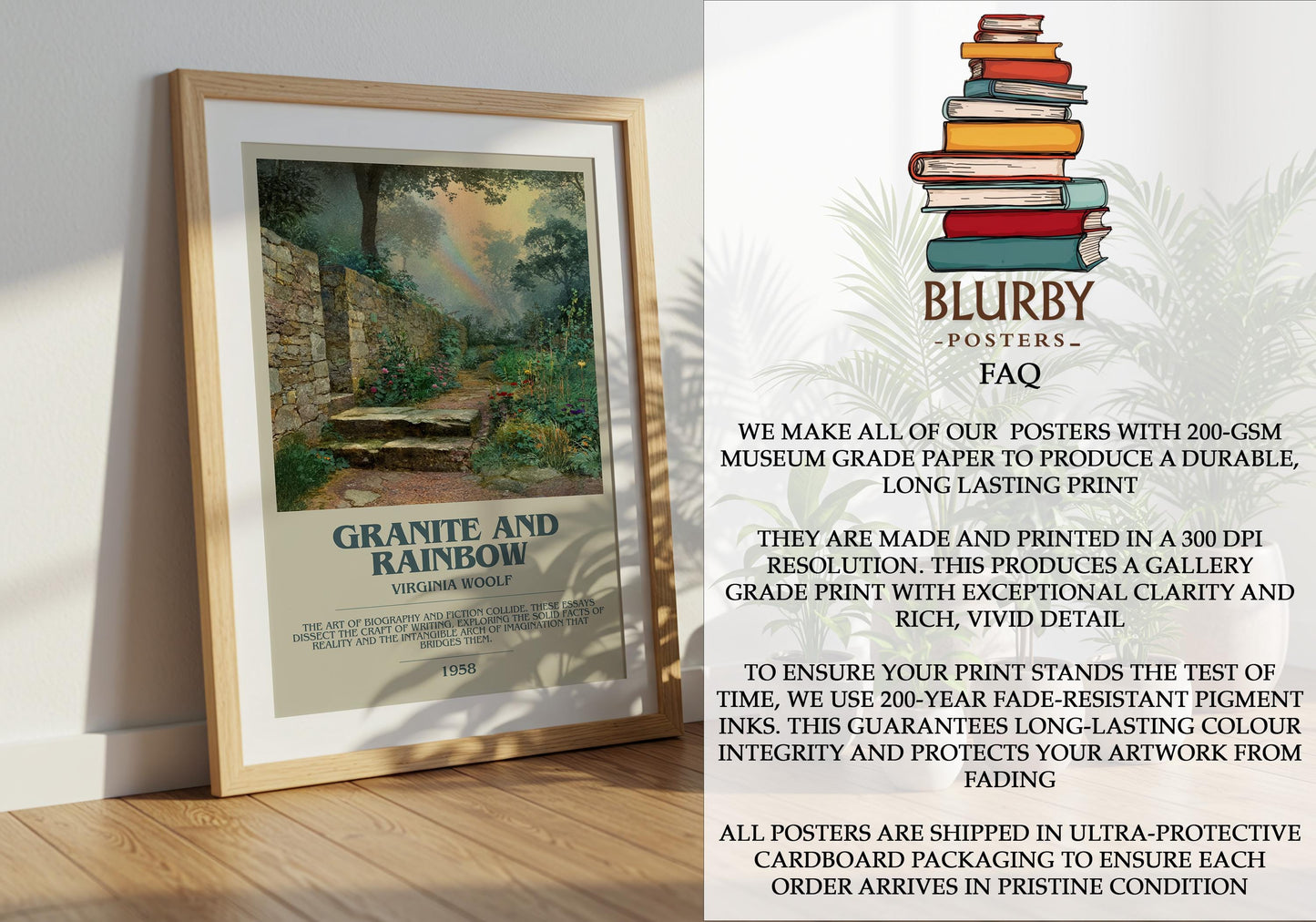 Granite and Rainbow by Virginia Woolf | Book Poster | Literary Art Gift For Book Lover | Novel Inspired Wall Art