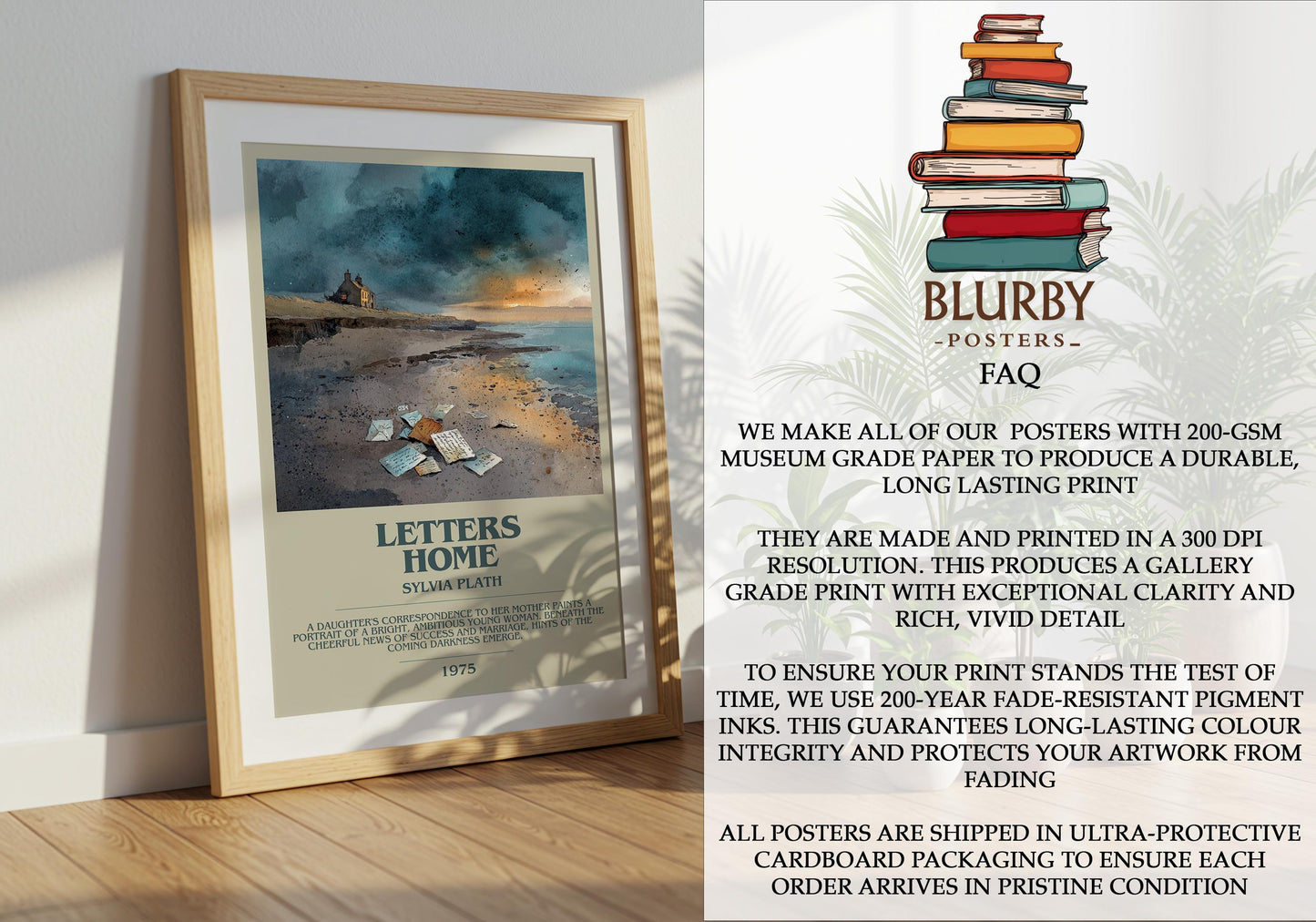 Letters Home by Sylvia Plath | Book Poster | Literary Art Gift For Book Lover | Novel Inspired Wall Art | Free Delivery