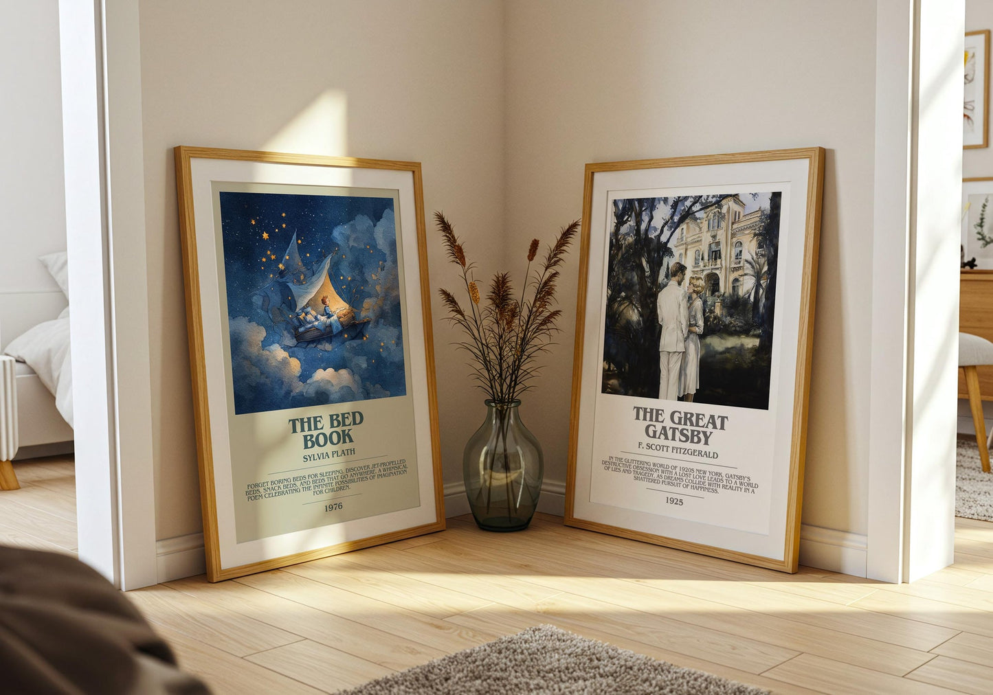 The Bed Book bookish poster paired in gallery wall – literary art prints