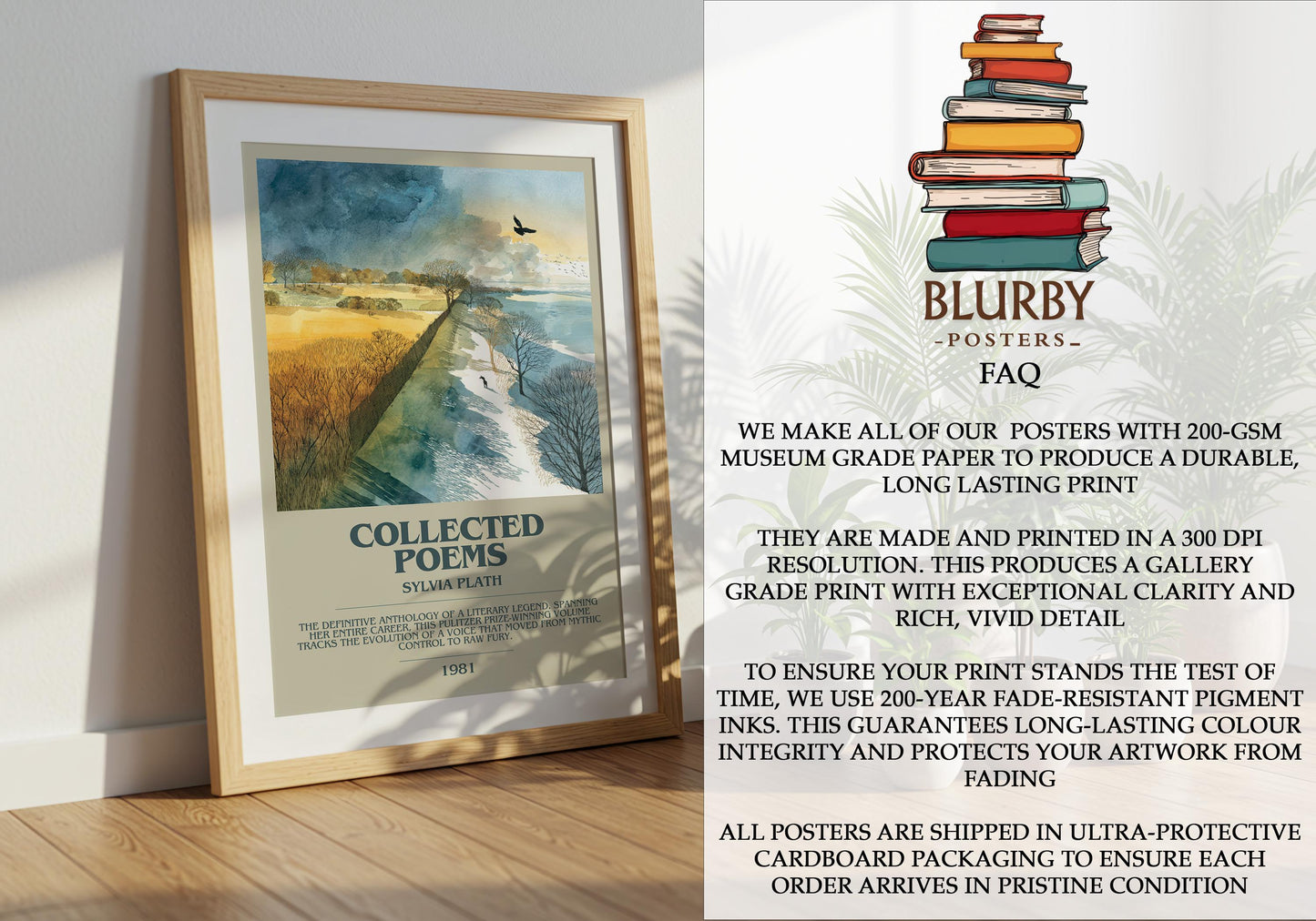 Collected Poems by Sylvia Plath | Book Poster | Literary Art Gift For Book Lover | Novel Inspired Wall Art | Free Delivery