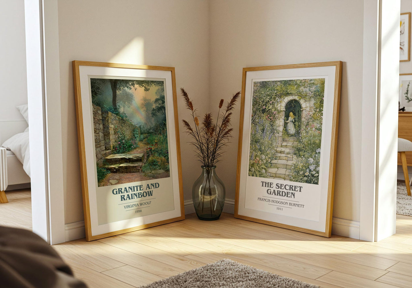 Granite and Rainbow book cover poster paired in gallery wall – literary art prints