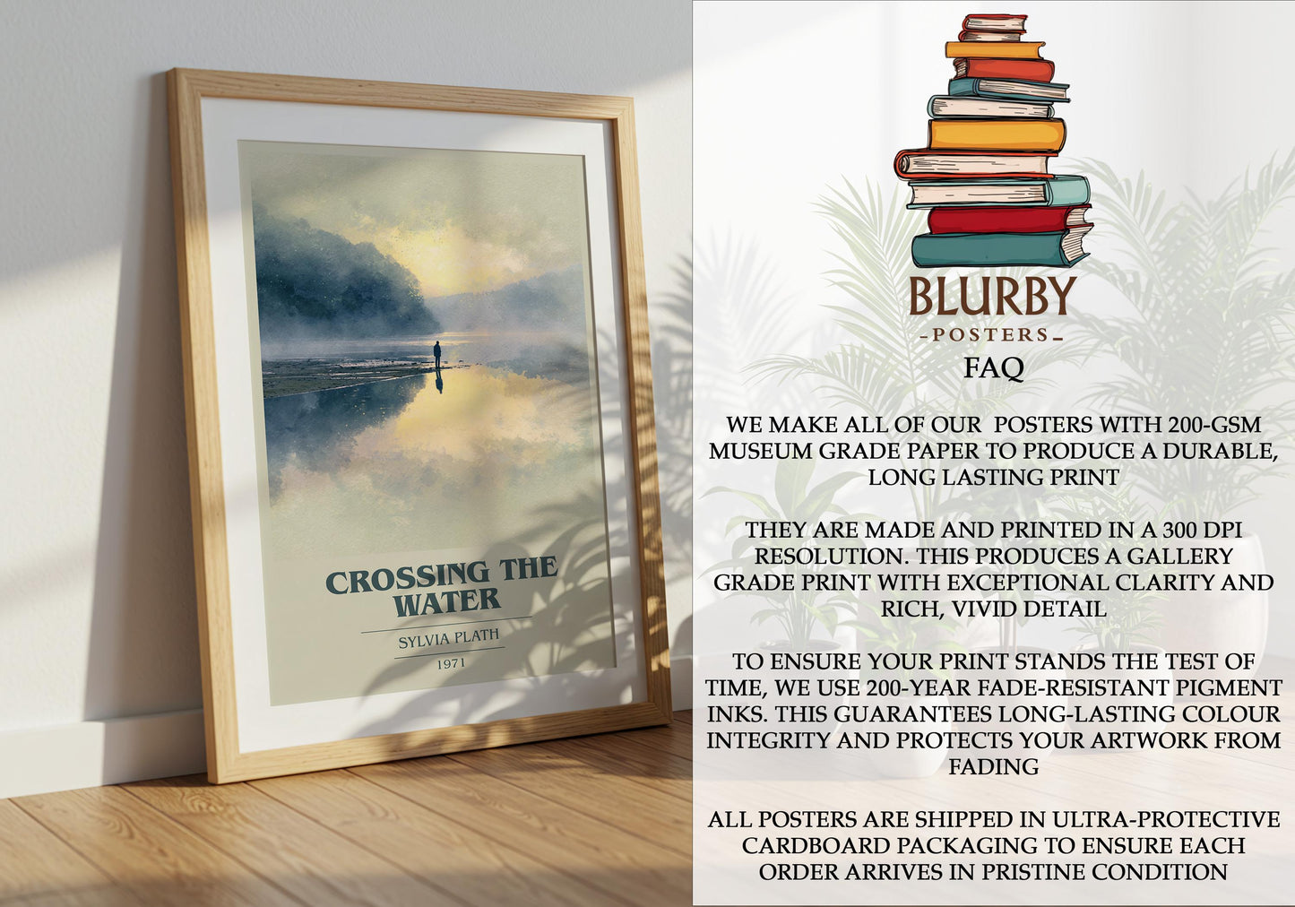 Crossing the Water by Sylvia Plath | Book Poster | Literary Art Gift For Book Lover | Novel Inspired Wall Art | Free Delivery