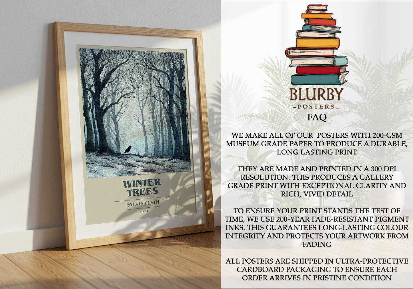 Winter Trees by Sylvia Plath | Book Poster | Literary Art Gift For Book Lover | Novel Inspired Wall Art | Free Delivery
