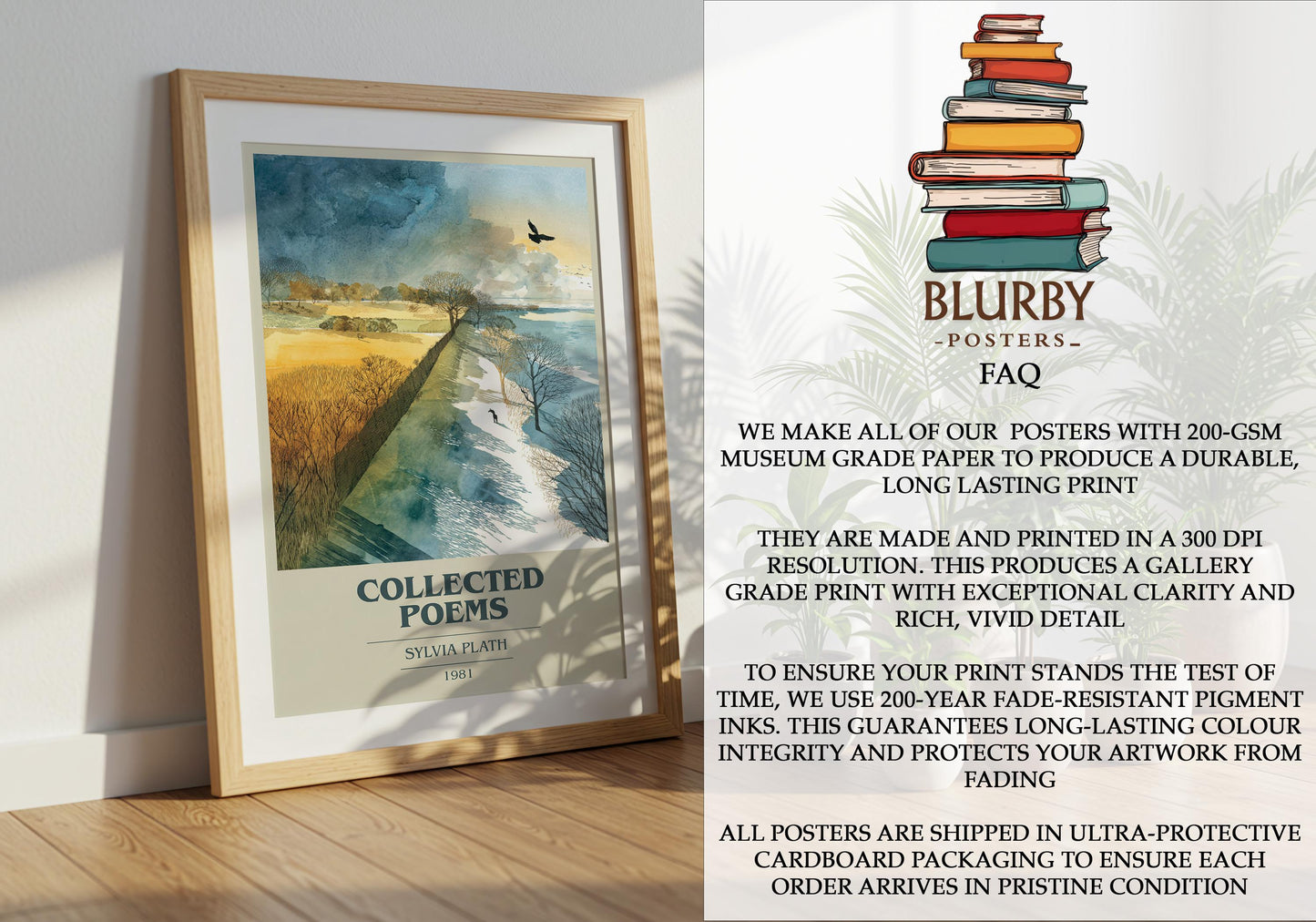 Collected Poems by Sylvia Plath | Book Poster | Literary Art Gift For Book Lover | Novel Inspired Wall Art | Free Delivery