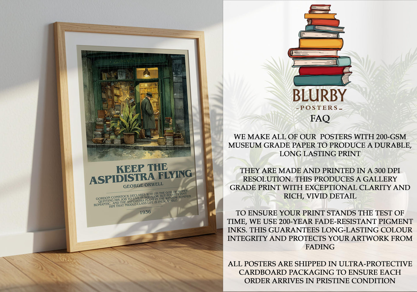 Keep the Aspidistra Flying by George Orwell | Book Poster | Literary Art Gift For Book Lover | Novel Inspired Wall Art | Free Delivery