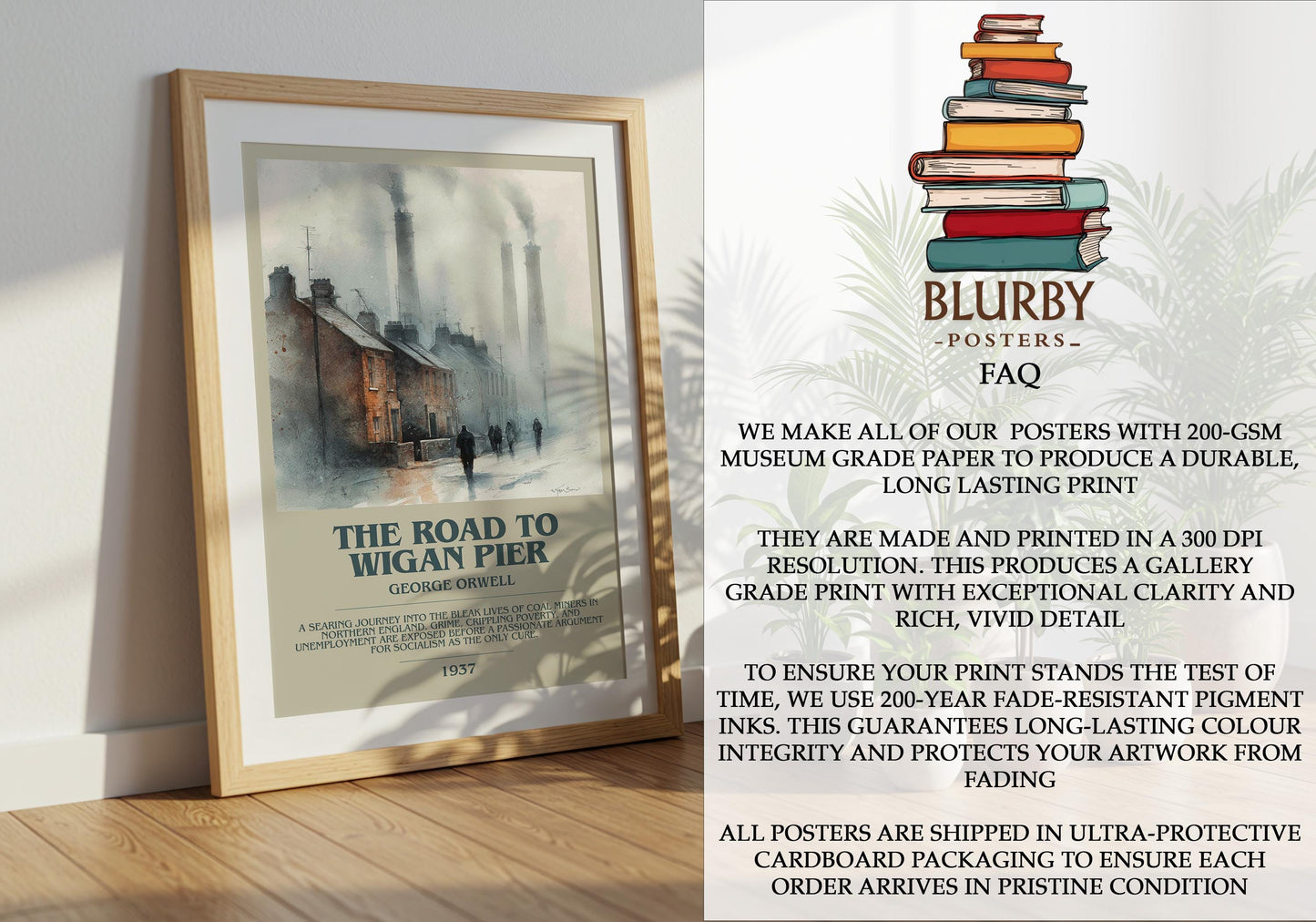 The Road to Wigan Pier by George Orwell | Book Poster | Literary Art Gift For Book Lover | Novel Inspired Wall Art | Free Delivery