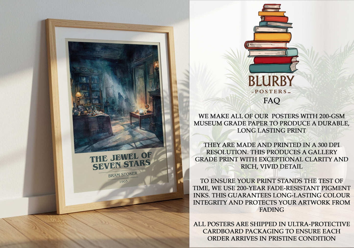 The Jewel of Seven Stars by Bram Stoker | Book Poster | Literary Art Gift For Book Lover | Novel Inspired Wall Art | Free Delivery