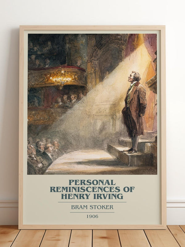 Personal Reminiscences of Henry Irving book cover print in frame leaning in hallway – romance wall art