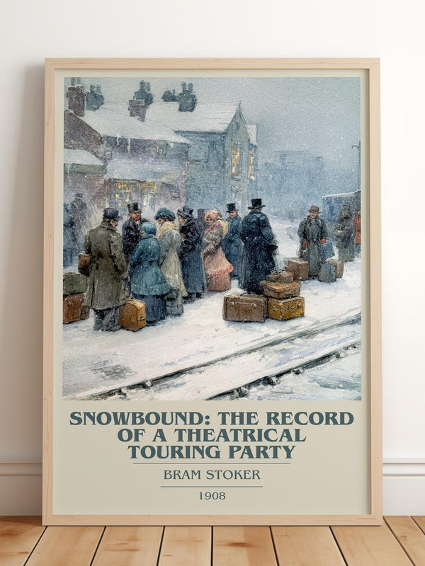 Snowbound: The Record of a Theatrical Touring Party book cover print in frame leaning in hallway – romance wall art