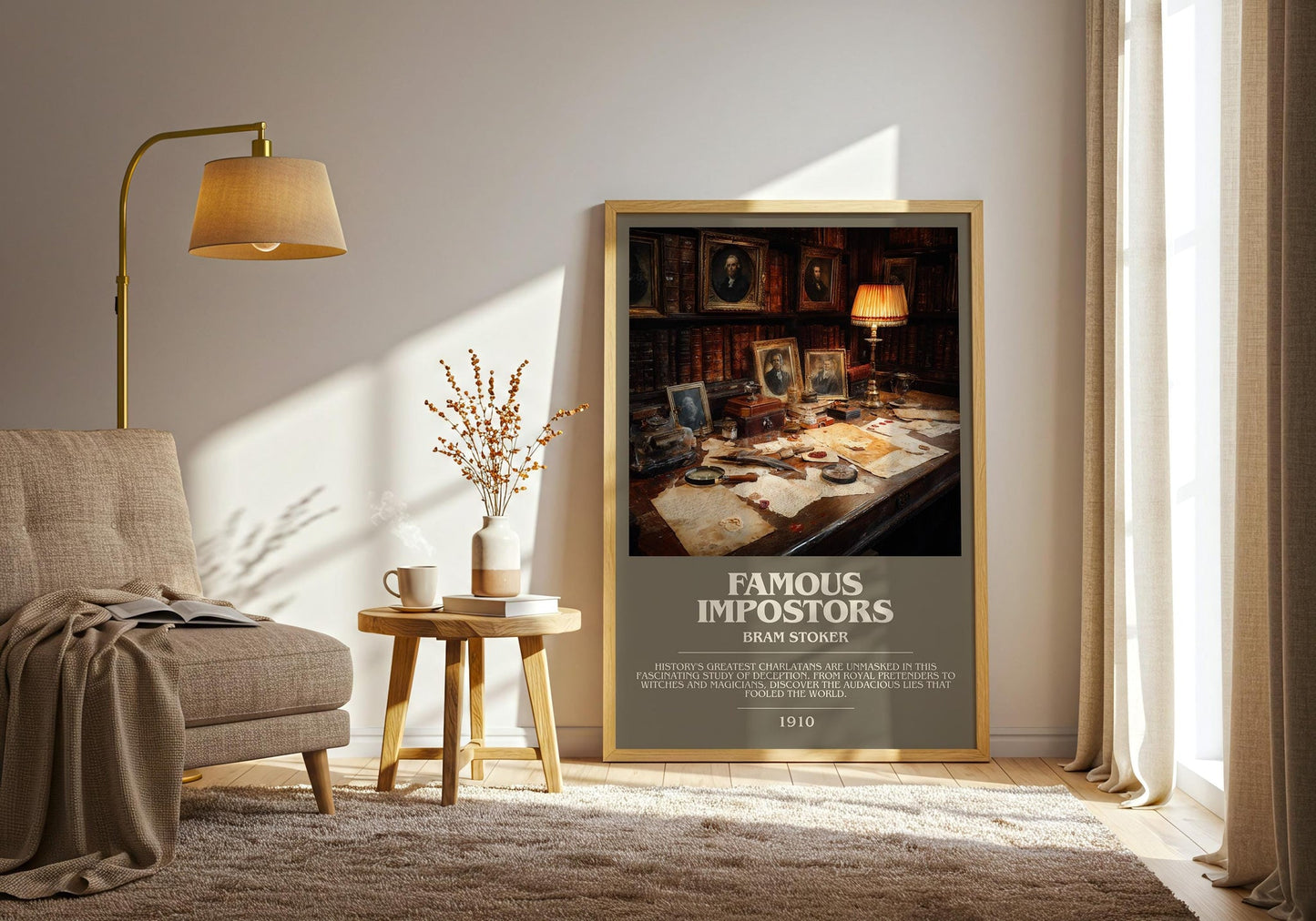 Famous Impostors bookish print on bookshelf – Bram Stoker fan gift