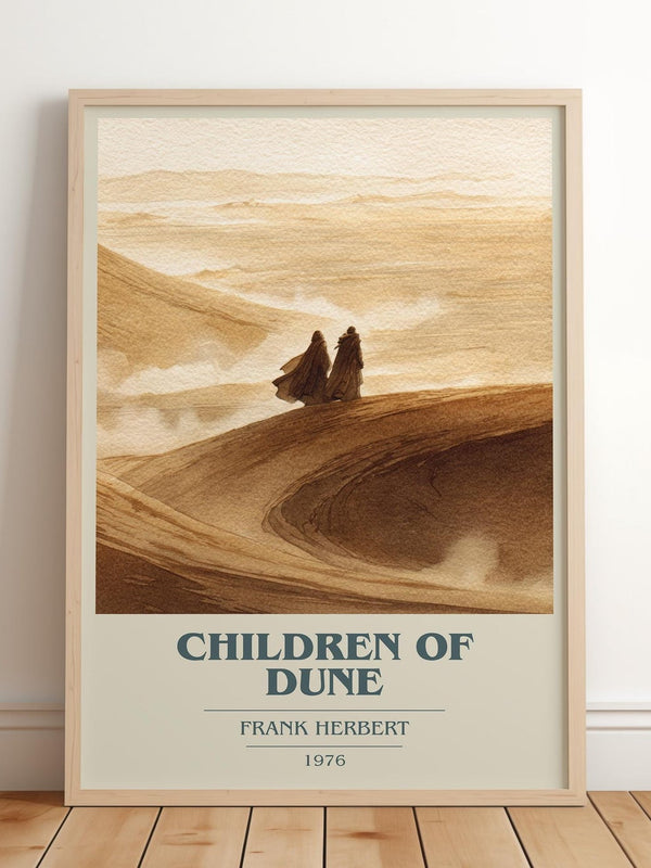 Children of Dune book cover print in frame leaning in hallway – sci fi wall art