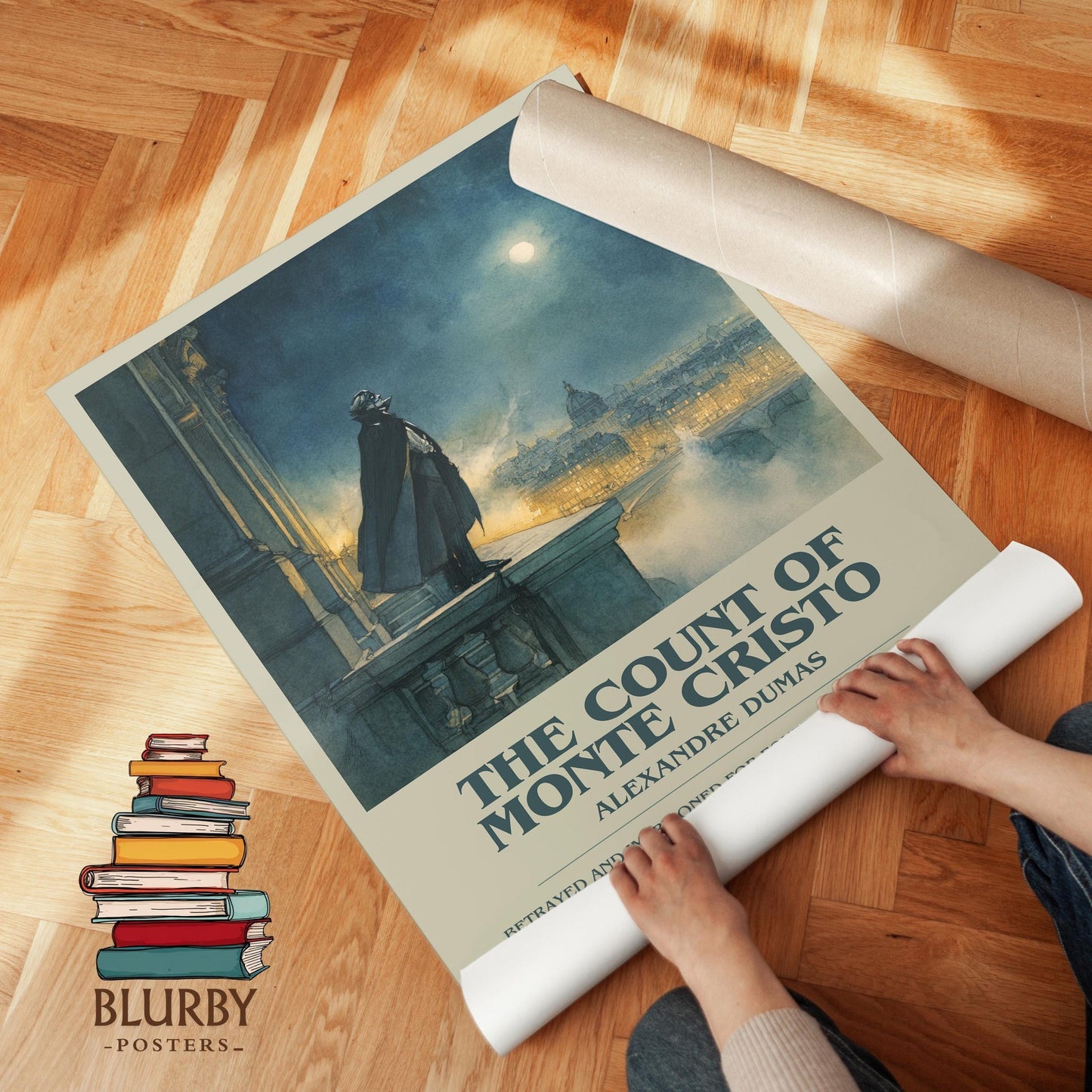 The Count of Monte Cristo book poster packaging – museum-quality print rolled in protective tube