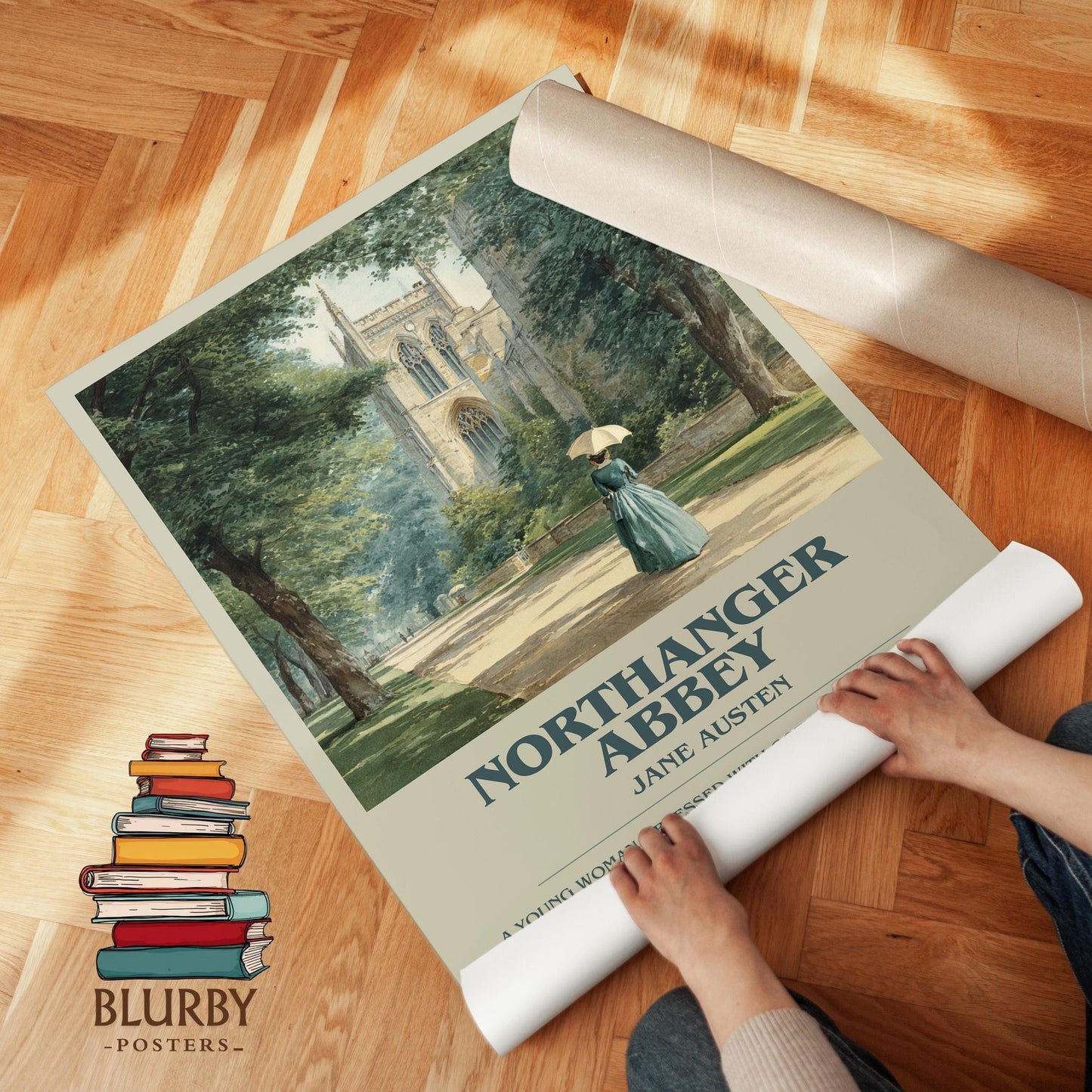 Northanger Abbey book poster packaging – museum-quality print rolled in protective tube