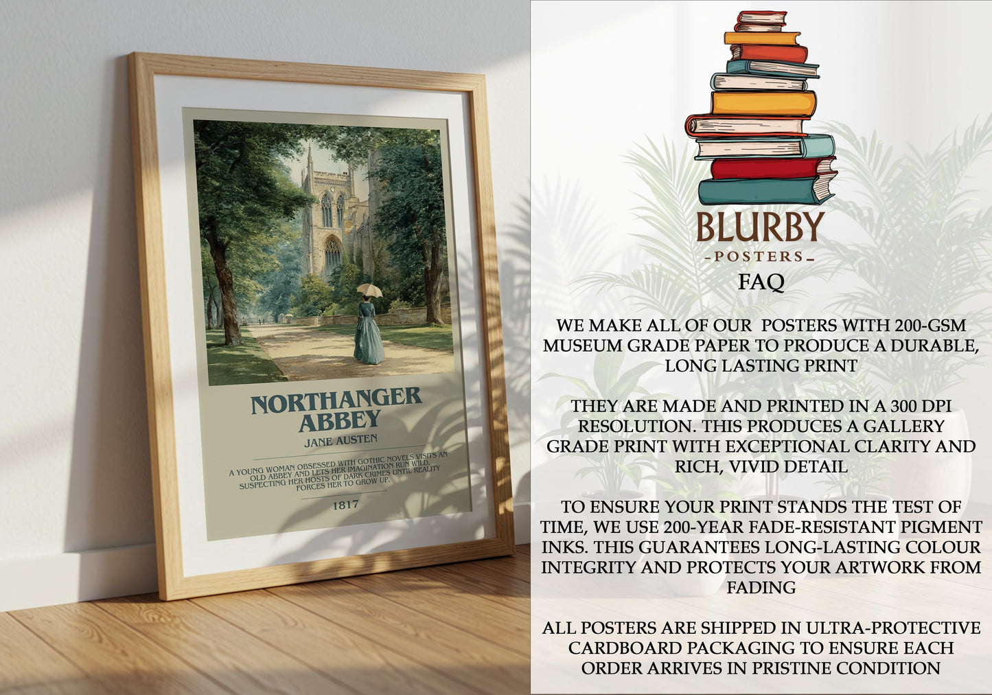 Northanger Abbey by Jane Austen | Book Poster | Literary Art Gift For Book Lover | Novel Inspired Wall Art | Free Delivery