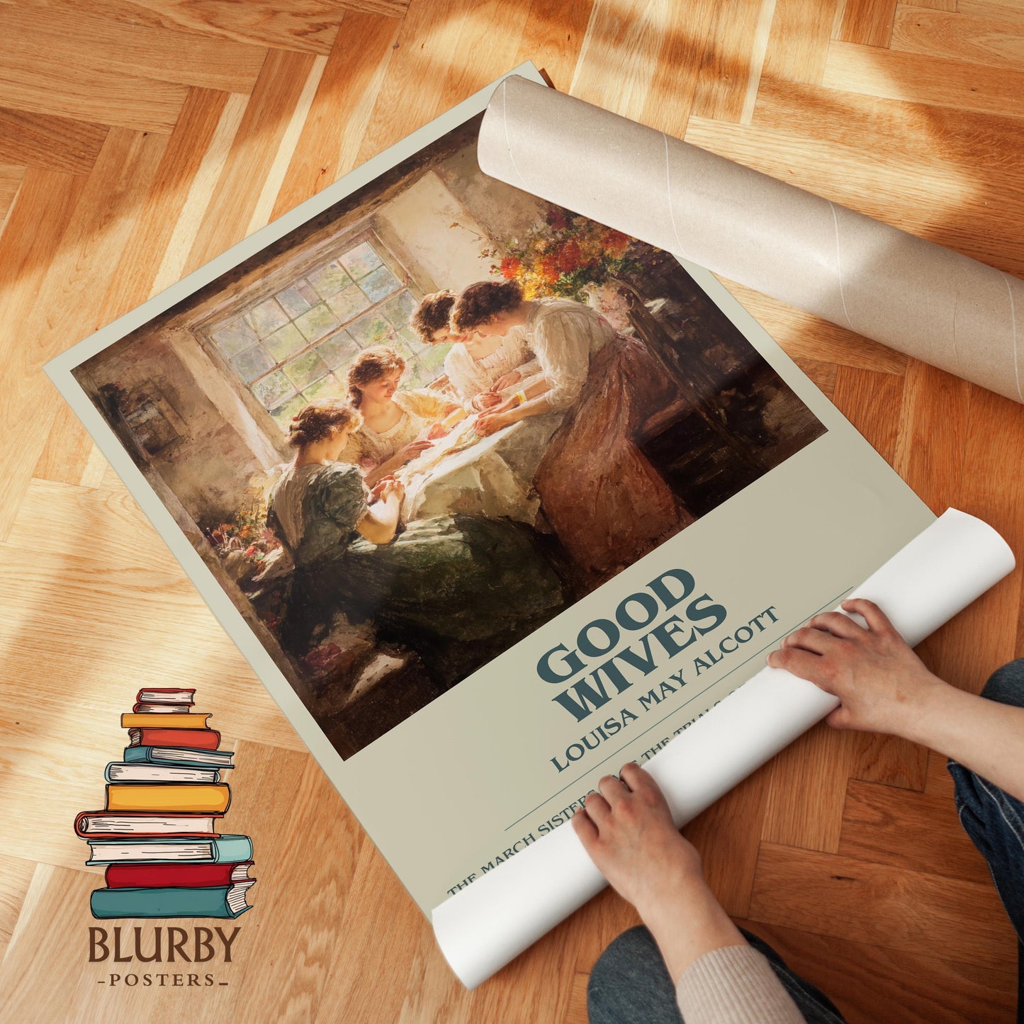 Good Wives book poster packaging – museum-quality print rolled in protective tube