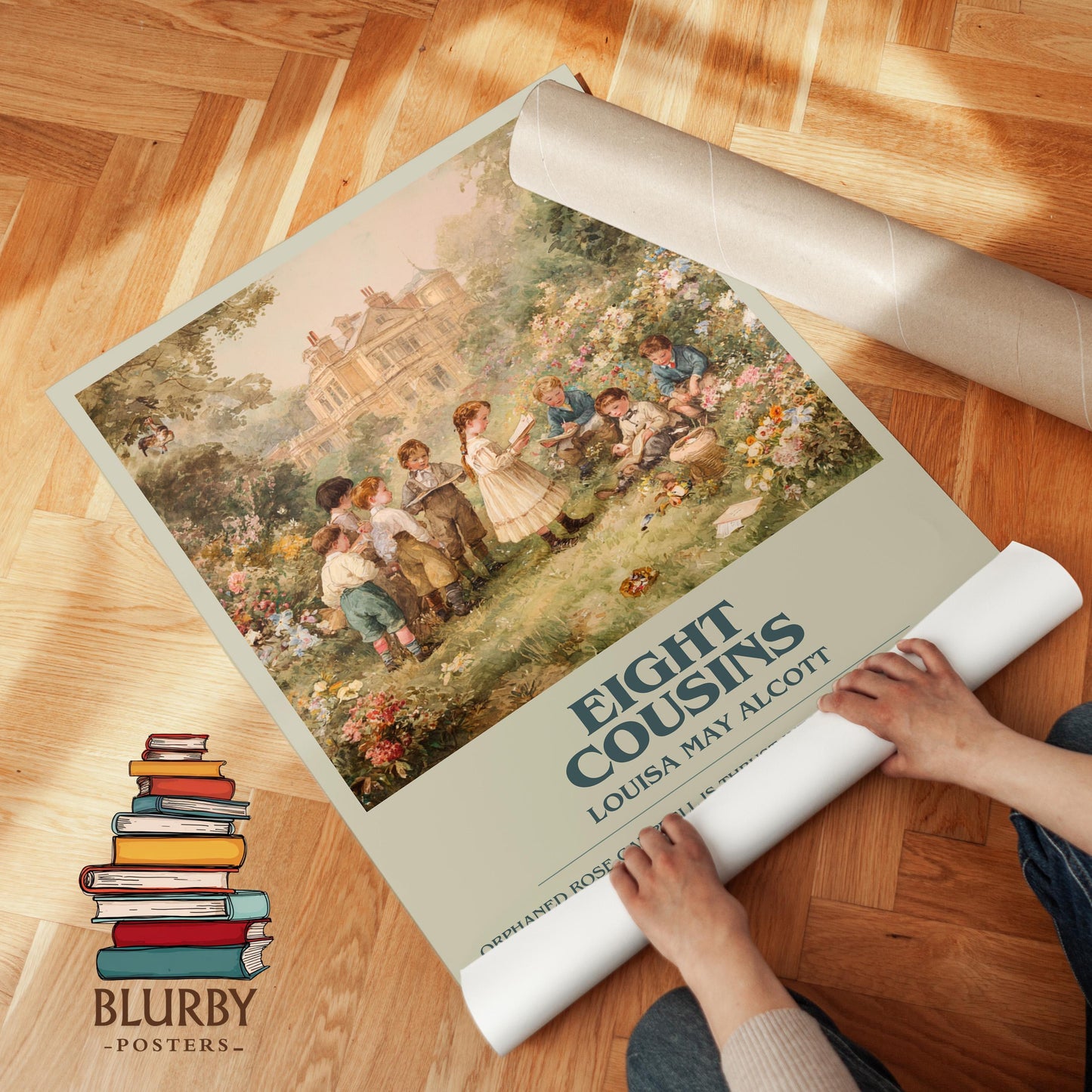 Eight Cousins book poster packaging – museum-quality print rolled in protective tube