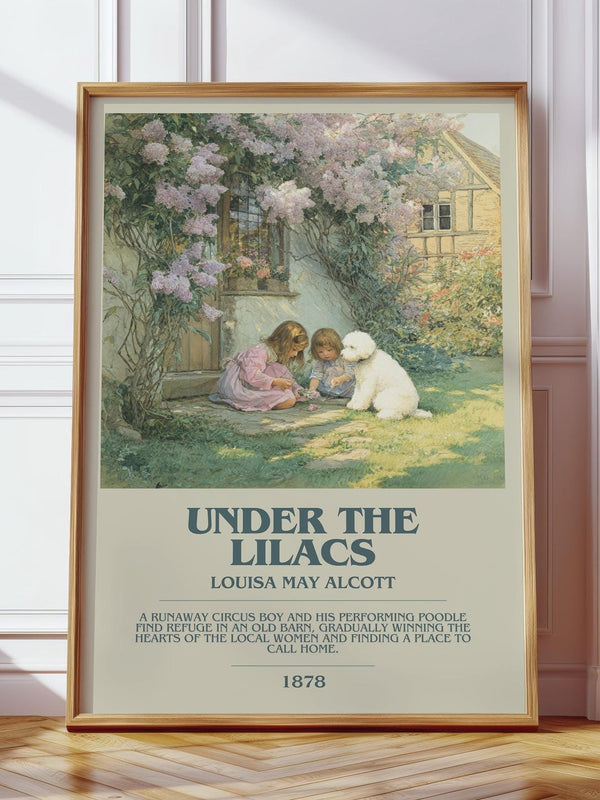 Under the Lilacs bookish print in frame leaning in hallway – classic literature wall art