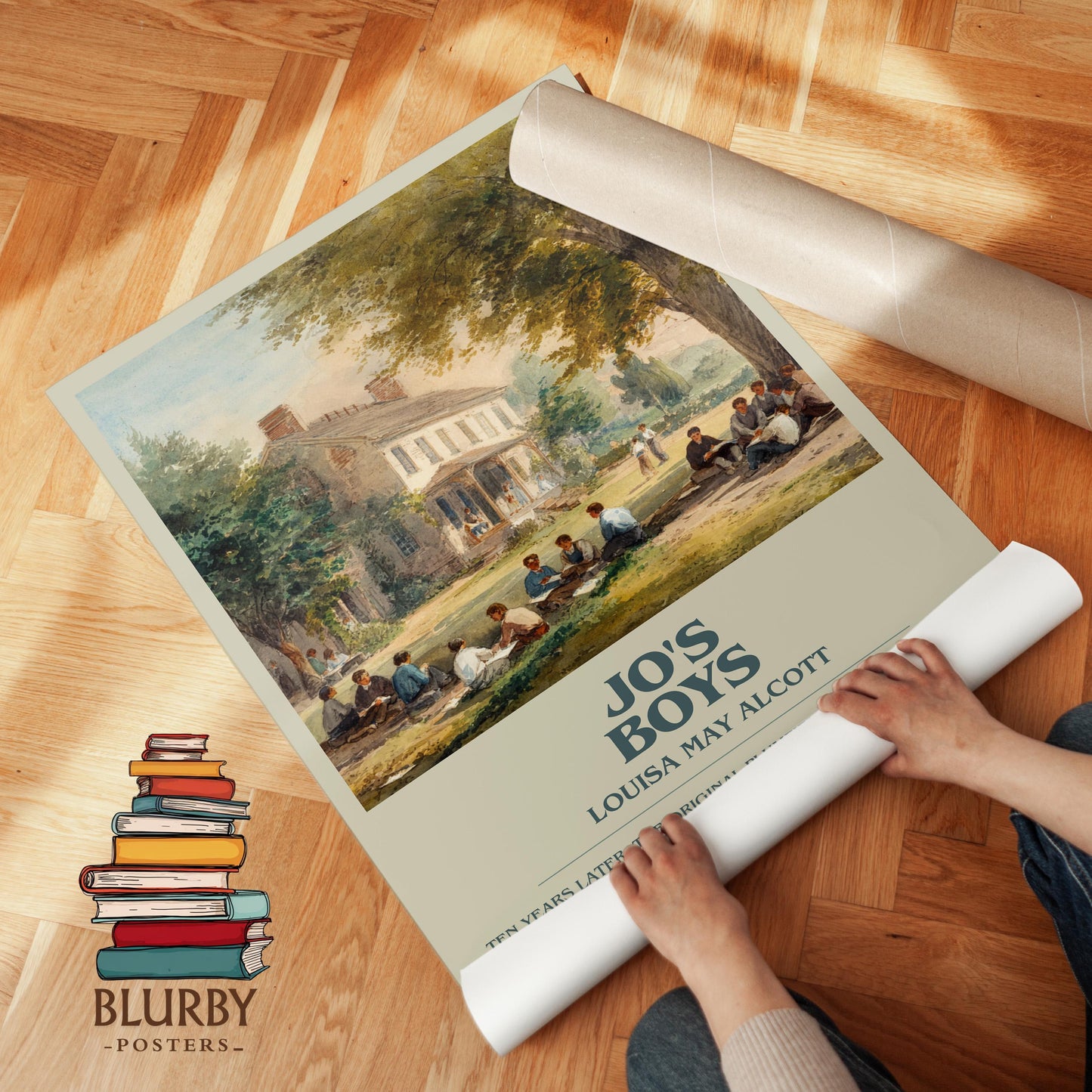 Jo's Boys book poster packaging – museum-quality print rolled in protective tube