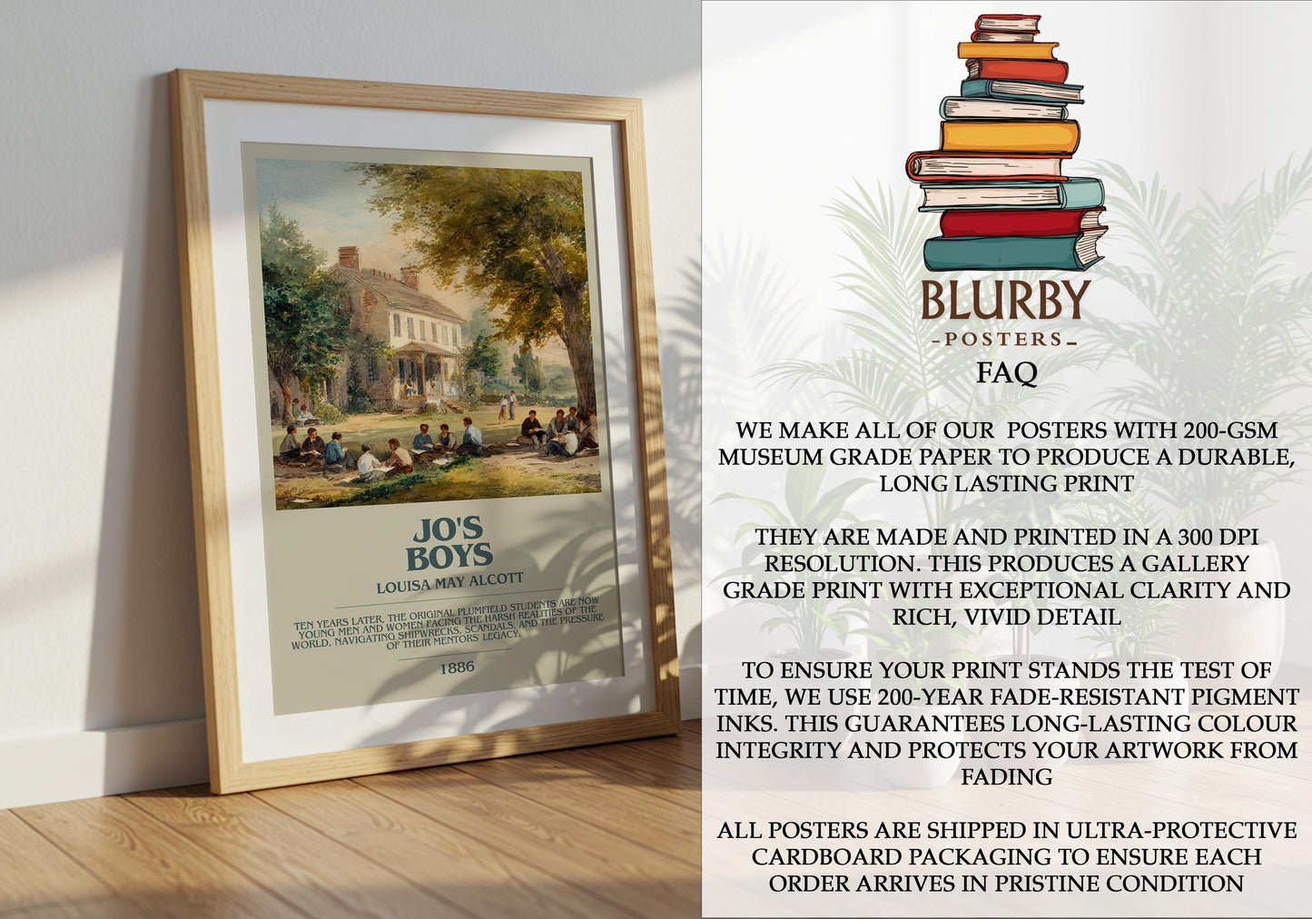 Jo's Boys by Louisa May Alcott | Book Poster | Literary Art Gift For Book Lover | Novel Inspired Wall Art | Free Delivery