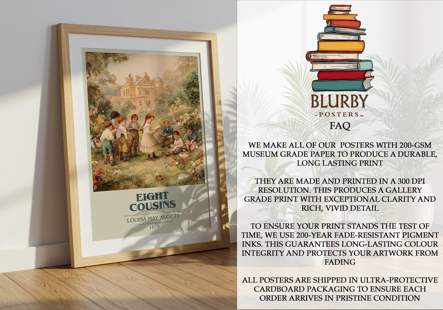 Eight Cousins by Louisa May Alcott | Book Poster | Literary Art Gift For Book Lover | Novel Inspired Wall Art | Free Delivery