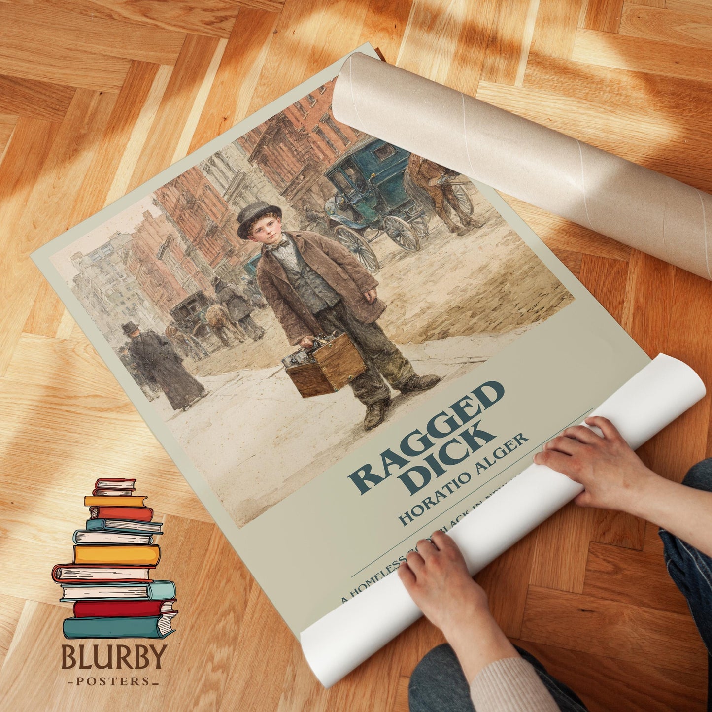 Ragged Dick book poster packaging – museum-quality print rolled in protective tube
