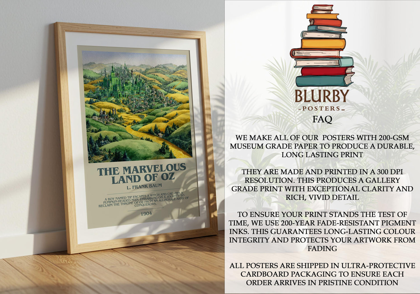 The Marvelous Land of Oz by L. Frank Baum | Book Poster | Literary Art Gift For Book Lover | Novel Inspired Wall Art | Free Delivery
