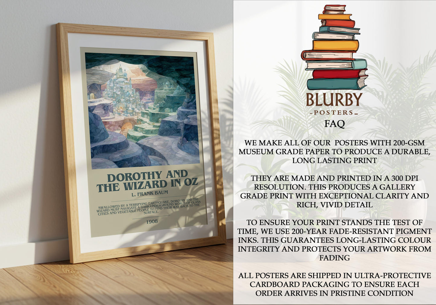 Dorothy and the Wizard in Oz by L. Frank Baum | Book Poster | Literary Art Gift For Book Lover | Novel Inspired Wall Art | Free Delivery