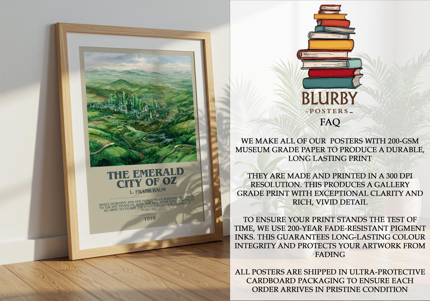 The Emerald City of Oz by L. Frank Baum | Book Poster | Literary Art Gift For Book Lover | Novel Inspired Wall Art | Free Delivery