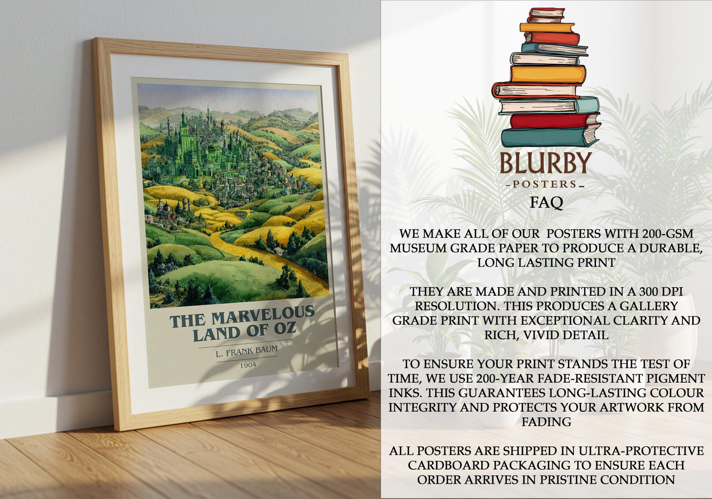 The Marvelous Land of Oz by L. Frank Baum | Book Poster | Literary Art Gift For Book Lover | Novel Inspired Wall Art | Free Delivery