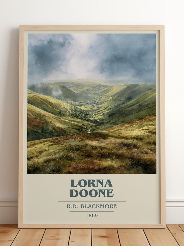 Lorna Doone book cover print in frame leaning in hallway – childrens wall art