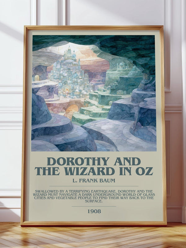 Dorothy And The Wizard In Oz bookish print in frame leaning in hallway – childrens wall art