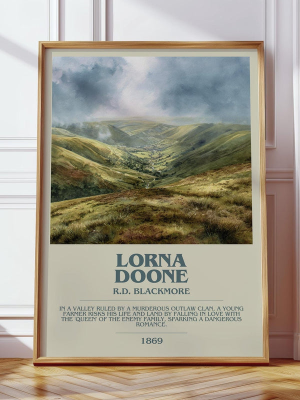 Lorna Doone bookish print in frame leaning in hallway – childrens wall art